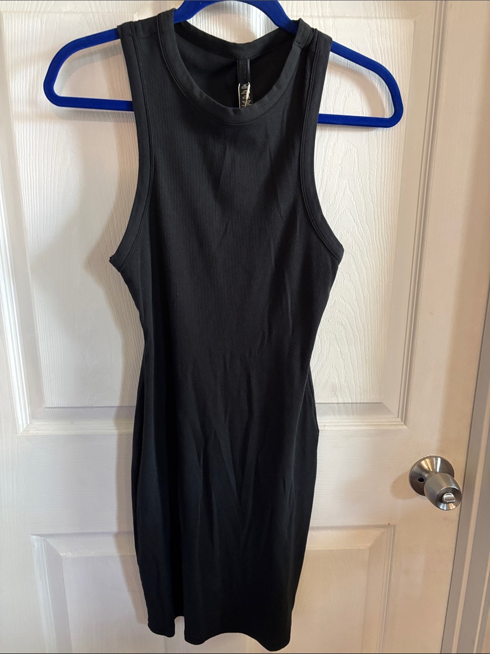 SKIMS cotton ribbed tank dress in color SOOT size medium